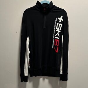 Polo Ralph Lauren Black and White Zip-Up Sweater